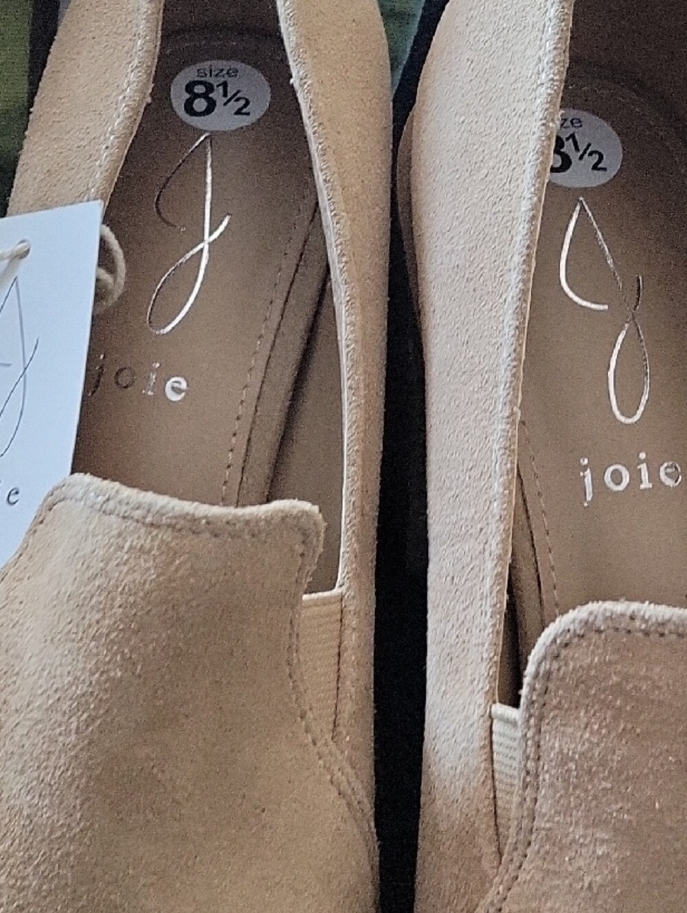 Joie Beige Suede Slip-On Loafers
